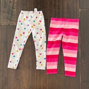 Cat & Jack White Heart Print and Isaac Mizrahi Pink Striped Cozy Leggings Set